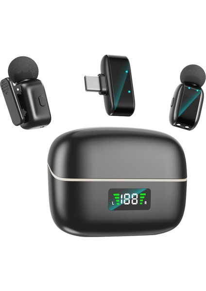 Type-C Kablosuz Yaka Mikrofonu – 3 Kademeli Gürültü Azaltma, 20M Menzil, Düşük Gecikme ≤30MS, Dijital Mikrofon, Canlı Yayın ve Röportaj Için Uyumlu | SX35 Mini modelleri