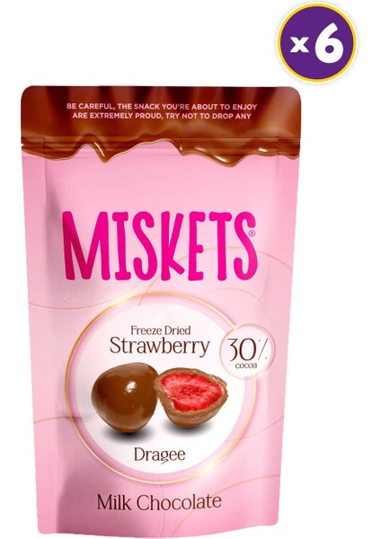 Sütlü Çikolata Kaplamalı Çilek 80 gr x 6 Adet