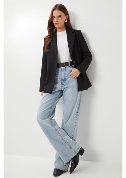 Vatkalı Poliviskon Blazer Ceket LGP0018 Siyah