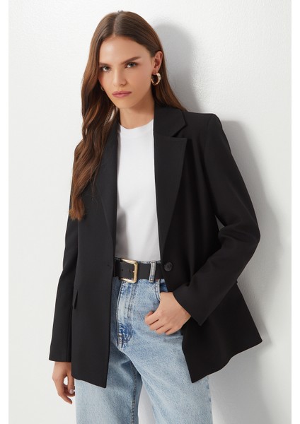 Vatkalı Poliviskon Blazer Ceket LGP0018 Siyah fiyatları