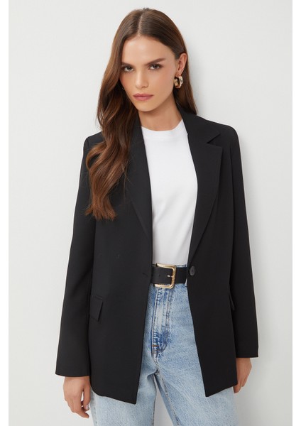 Vatkalı Poliviskon Blazer Ceket LGP0018 Siyah modelleri