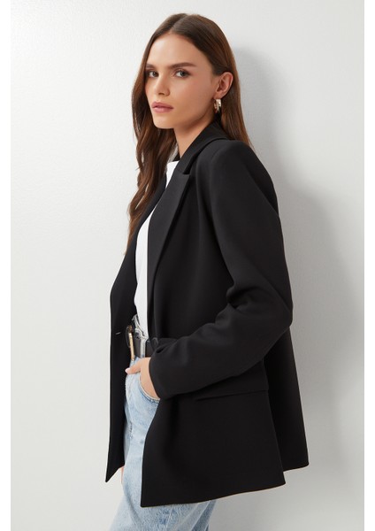 Vatkalı Poliviskon Blazer Ceket LGP0018 Siyah fırsatları
