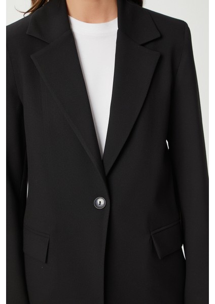 Vatkalı Poliviskon Blazer Ceket LGP0018 Siyah indirimleri