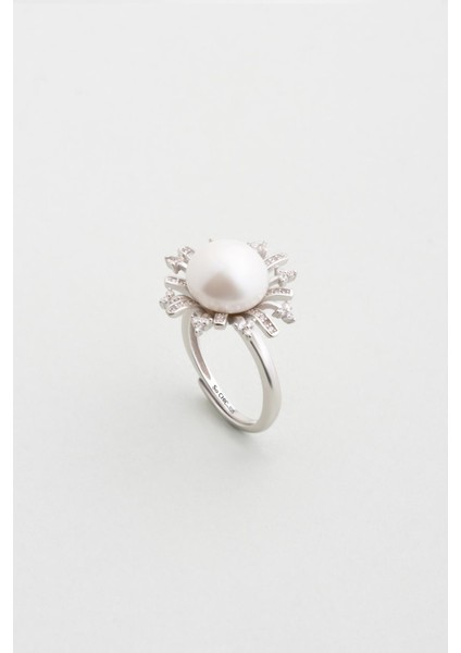 Rönesans 18 Ayar Beyaz Altın Kaplama Ayarlanabilir Gümüş Yüzük