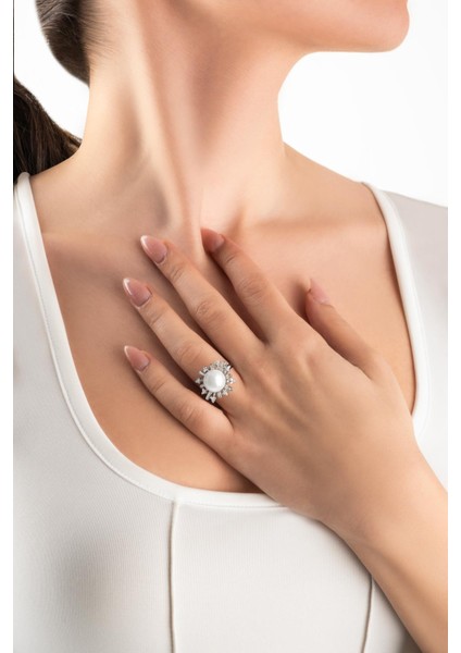 Rönesans 18 Ayar Beyaz Altın Kaplama Ayarlanabilir Gümüş Yüzük fırsatları