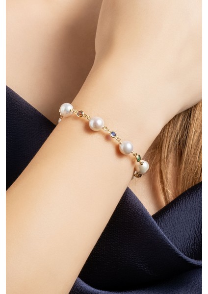 Beatriks 18 Ayar Sarı Altın Kaplama 20 cm Gümüş Inci Bileklik fiyatları