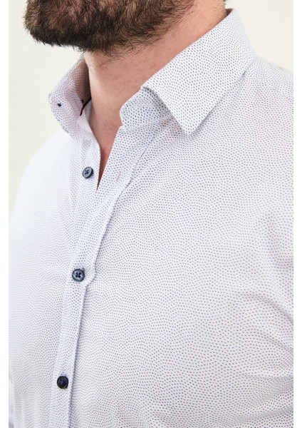 Desenli Beyaz Slim Fit Pamuk Erkek Gömlek fiyatları