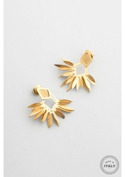 Palmira 18 Ayar Sarı Altın Kaplama Gümüş Tasarım Küpe