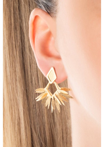 Palmira 18 Ayar Sarı Altın Kaplama Gümüş Tasarım Küpe fiyatları