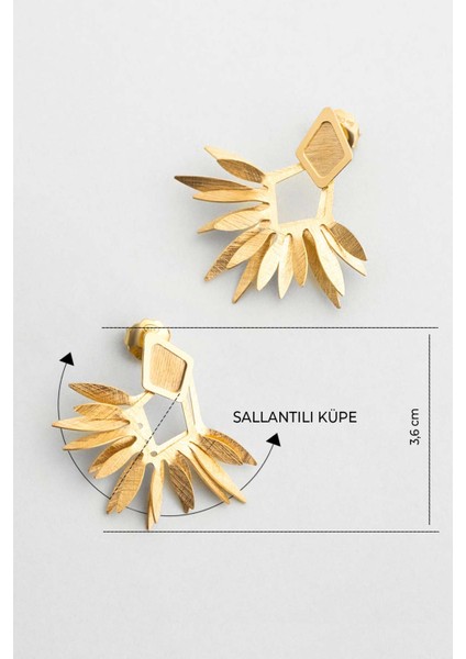 Palmira 18 Ayar Sarı Altın Kaplama Gümüş Tasarım Küpe modelleri