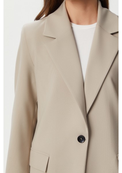 Vatkalı Poliviskon Blazer Ceket LGP0018 Bej fırsatları