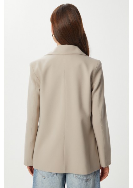 Vatkalı Poliviskon Blazer Ceket LGP0018 Bej indirimleri
