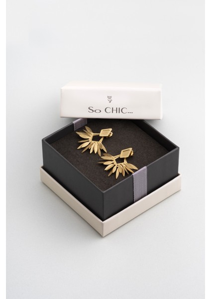 Palmira 18 Ayar Sarı Altın Kaplama Gümüş Tasarım Küpe indirimleri