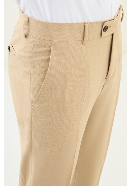 Desenli Bej Slim Fit Klasik Erkek Pantolon fiyatları