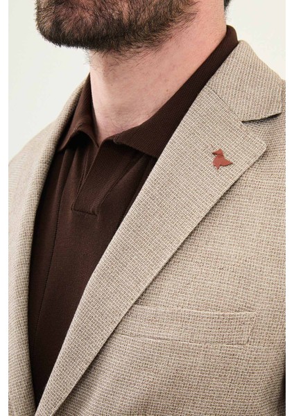 Desenli Bej Slim Fit Torba Cep Mono Yaka Keten Erkek Ceket fiyatları