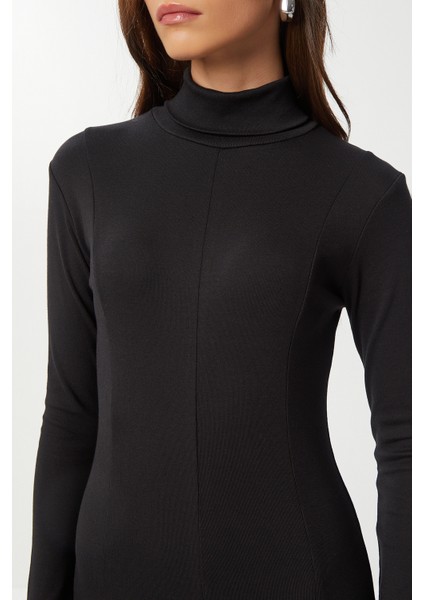 Kloş Uzun Modal Elbise LUB0235 Siyah modelleri