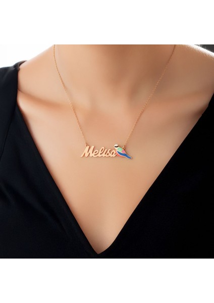 Renkli Mineli Kuş Isimli Rose Gümüş Kolye fiyatları