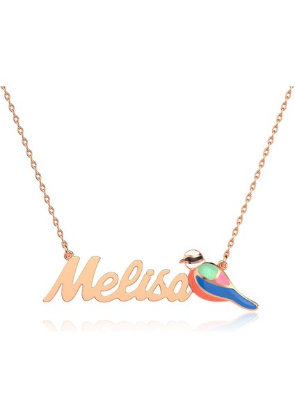 Renkli Mineli Kuş Isimli Rose Gümüş Kolye fırsatları