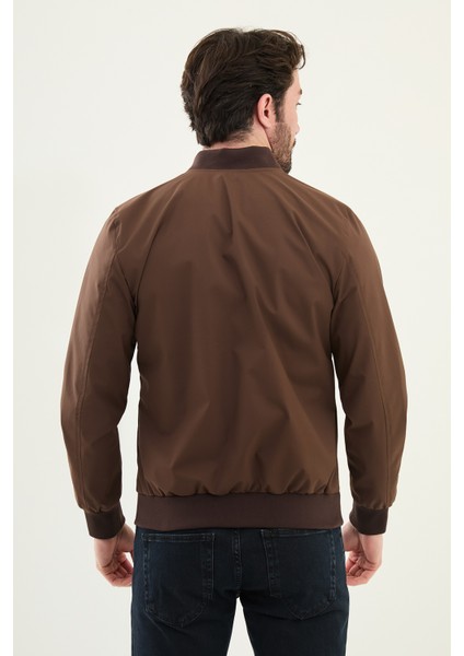 Düz Kahverengi Slim Fit Hakim Yaka Erkek Mont fırsatları