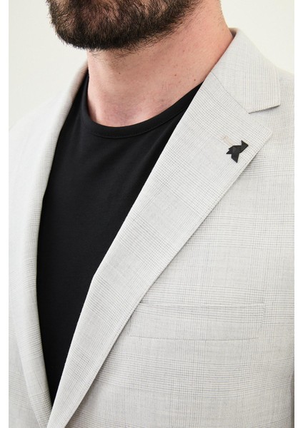 Ekoseli Taş Slim Fit Mono Yaka Erkek Ceket fiyatları