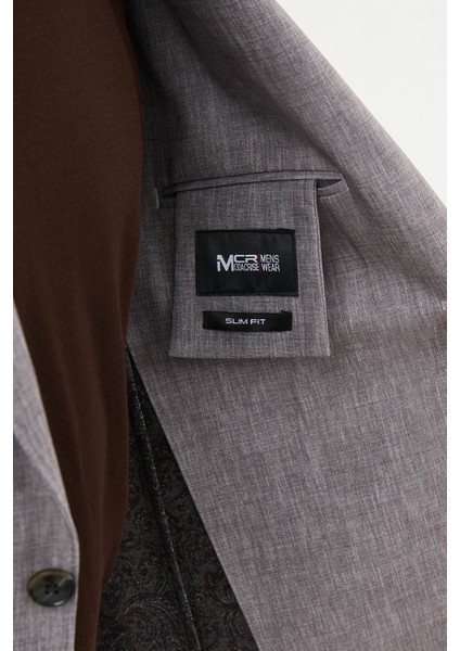 Kırçıllı Slim Fit Torba Cep Mono Yaka Erkek Takım Elbise indirimleri
