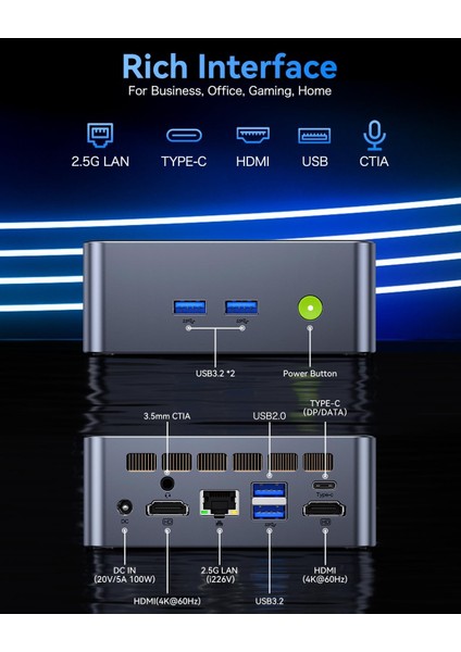 M3 Ultra Intel I7 12700H Işlemci, 32GB Ddr4 3200MHZ Ram, 1tb M.2 Ssd, 2xhdmı, 4xusb, Type-C, Wifi+Bt, Win 11 Pro Mini Pc fırsatları