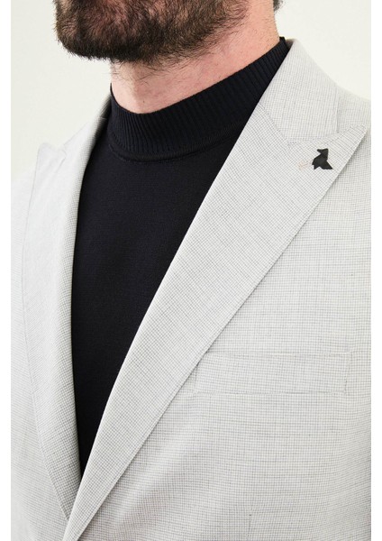 Desenli Taş Rengi Slim Fit Geniş Yaka Erkek Takım Elbise fiyatları