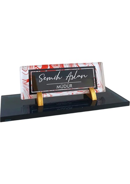 Kristal Masa Isimliği Uv Baskılı Ofis Hediyesi Cam Isimlik Cav-08