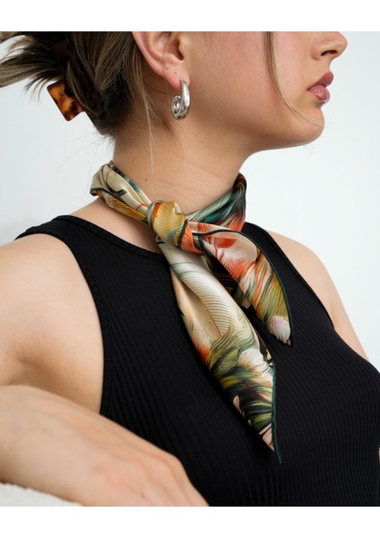 Bloomtide %100 Ipek Saten Kadın Fular