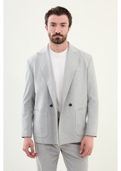 Düz Gri Oversize Geniş Yaka Kruvaze Erkek Takım Elbise fırsatları