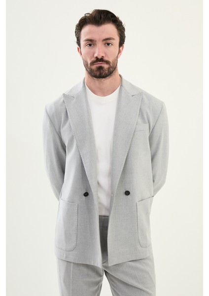 Düz Gri Oversize Geniş Yaka Kruvaze Erkek Takım Elbise indirimleri