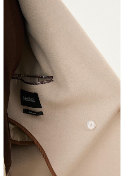 Düz Bej Oversize Geniş Yaka Kruvaze Erkek Takım Elbise modelleri