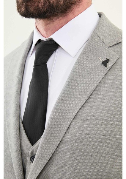 Desenli Gri Slim Fit Mono Yaka Erkek Takım Elbise fiyatları