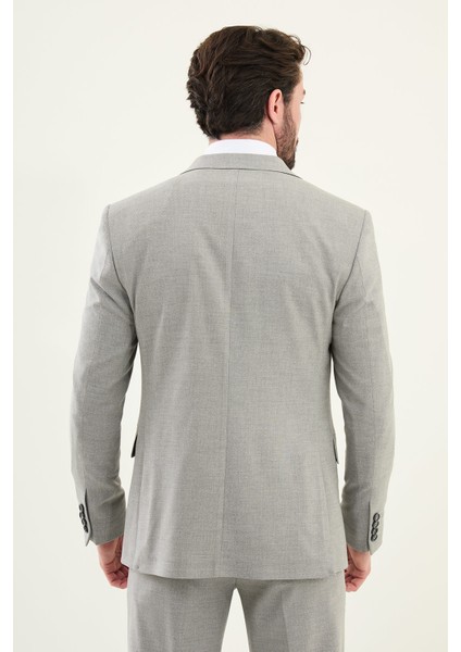 Desenli Gri Slim Fit Mono Yaka Erkek Takım Elbise indirimleri