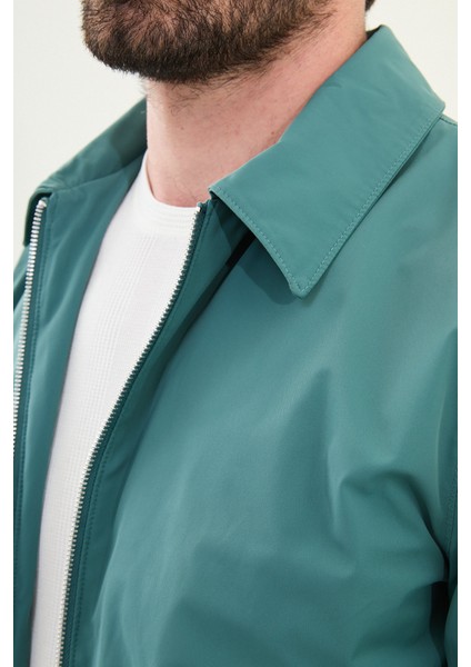 Düz Slim Fit Gömlek Yaka Çift Fermuar Erkek Mont fiyatları