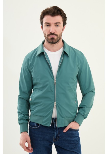 Düz Slim Fit Gömlek Yaka Çift Fermuar Erkek Mont fırsatları