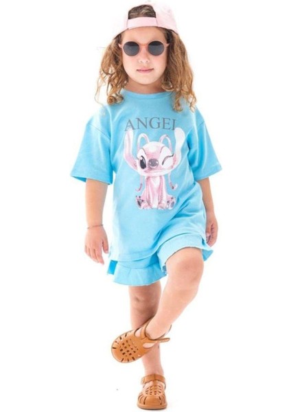 Yeni Sezon Kabartma Baskılı T-Shirt ve Şort Alt Üst Kız Çocuk Takım (18 Ay-12 Yaş)