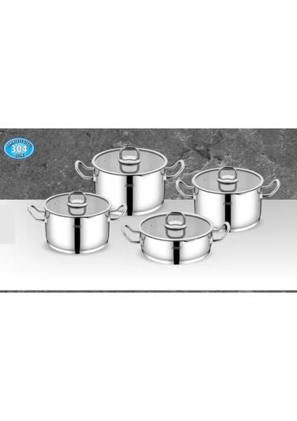 Vizyon 8 Parça Çelik Tencere Takımı Metal Kulp