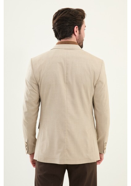 Ekoseli Vizon Rengi Slim Fit Mono Yaka Erkek Ceket indirimleri