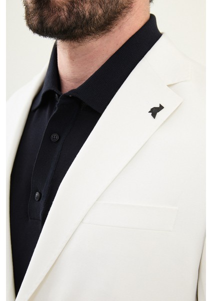 Düz Ekru Slim Fit Mono Yaka Keten Erkek Ceket fiyatları