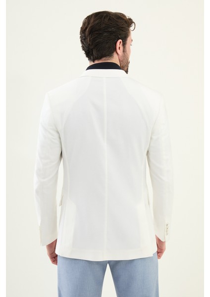 Düz Ekru Slim Fit Mono Yaka Keten Erkek Ceket indirimleri