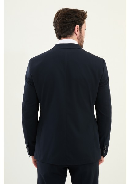 Düz Lacivert Slim Fit Mono Yaka Erkek Takım Elbise indirimleri