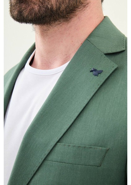 Desenli Yeşil Slim Fit Torba Cep Mono Yaka Erkek Takım Elbise fiyatları