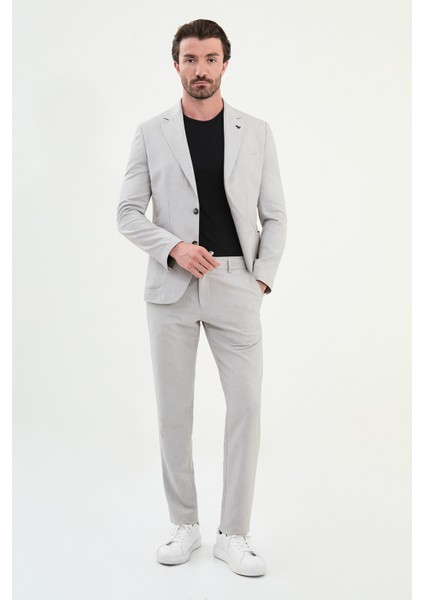 Kırçıllı Slim Fit Torba Cep Mono Yaka Erkek Takım Elbise modelleri