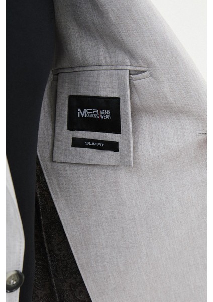 Kırçıllı Slim Fit Torba Cep Mono Yaka Erkek Takım Elbise indirimleri
