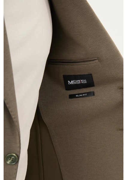 Çizgili Haki Slim Fit Torba Cep Mono Yaka Erkek Ceket indirimleri