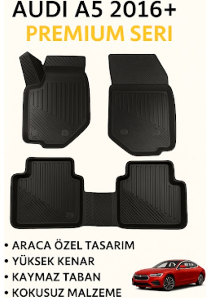 Audi A5 2016 Sonrası Uyumlu 3D Kauçuk Oto Paspas – Premium Seri fiyatları