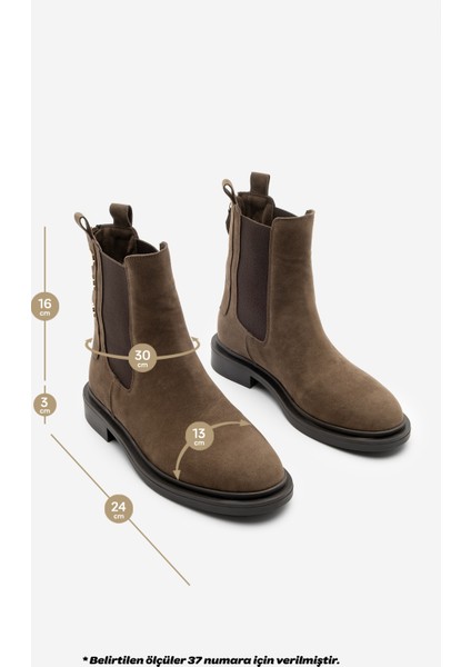 Kadın Altın Düğmeli Çift Lastikli Arkadan Fermuarlı Günlük Bot Valone