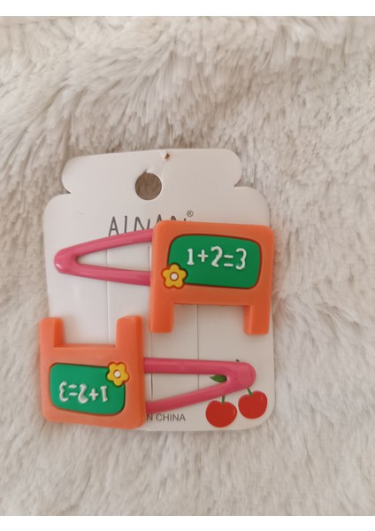 Sevimli Okul Konseptli Figürlü Kız Çocuk Çiftli Çıt Çıt Toka modelleri