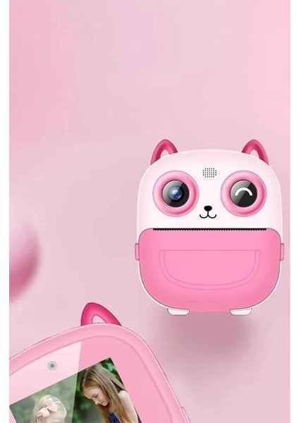 Dijital Video Fotoğraf App Destekli Çocuk Kamerası Termal Resim Kağıt Baskılı Yazıcı Pembe modelleri